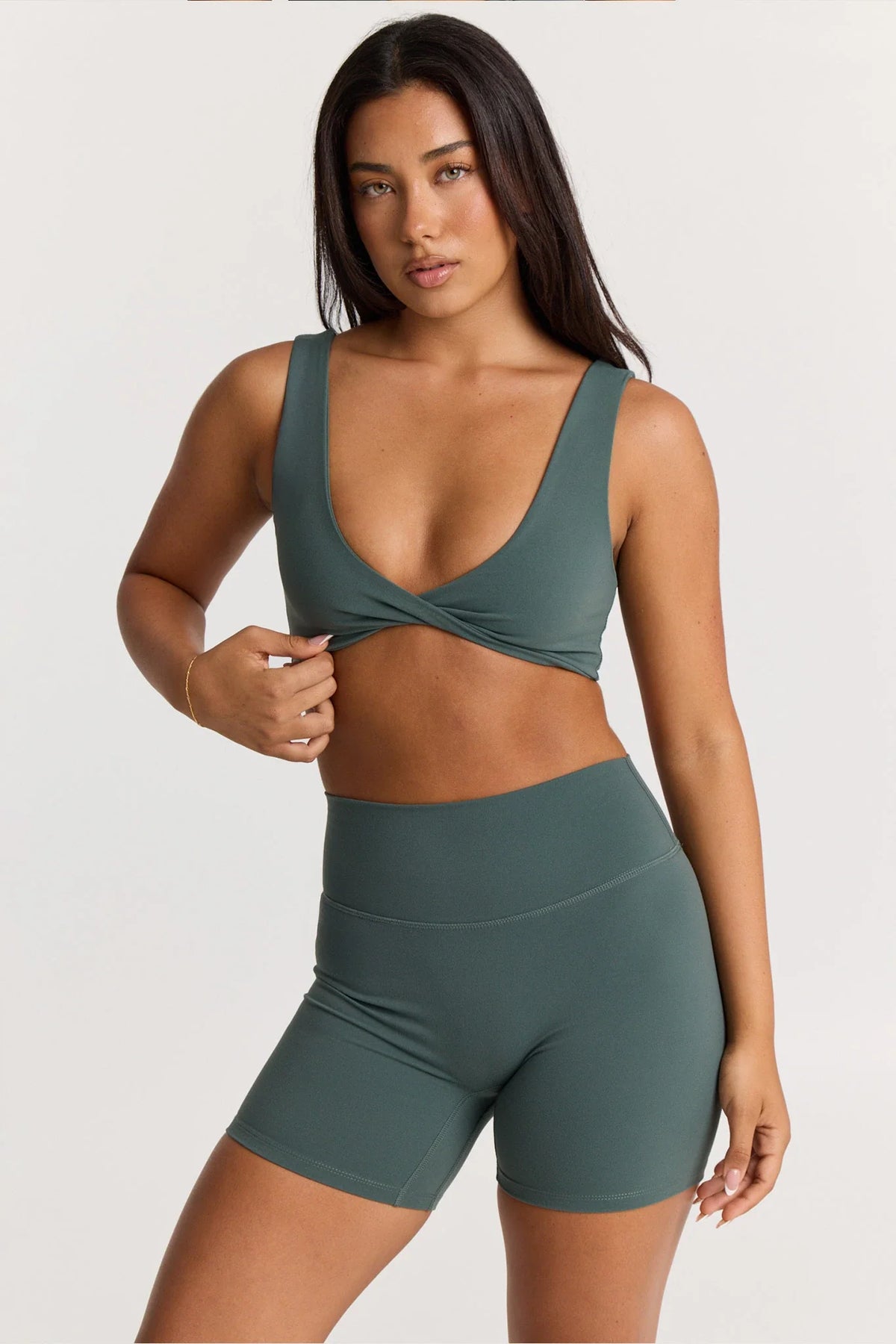 6" Sculpt High Waist Biker Short in Forest Green — image 2