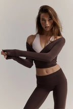 ButterSoft Ballet Wrap Top in Espresso — main image
