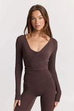 ButterSoft Ballet Wrap Top in Espresso — image 2