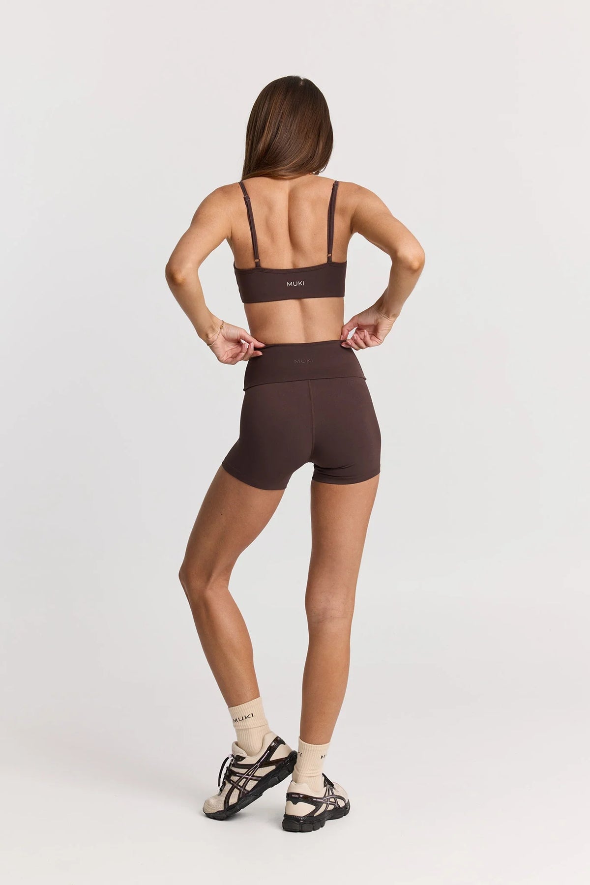ButterSoft Yoga Set in Espresso - Foldover Shorts + Ruched Bra — image 2