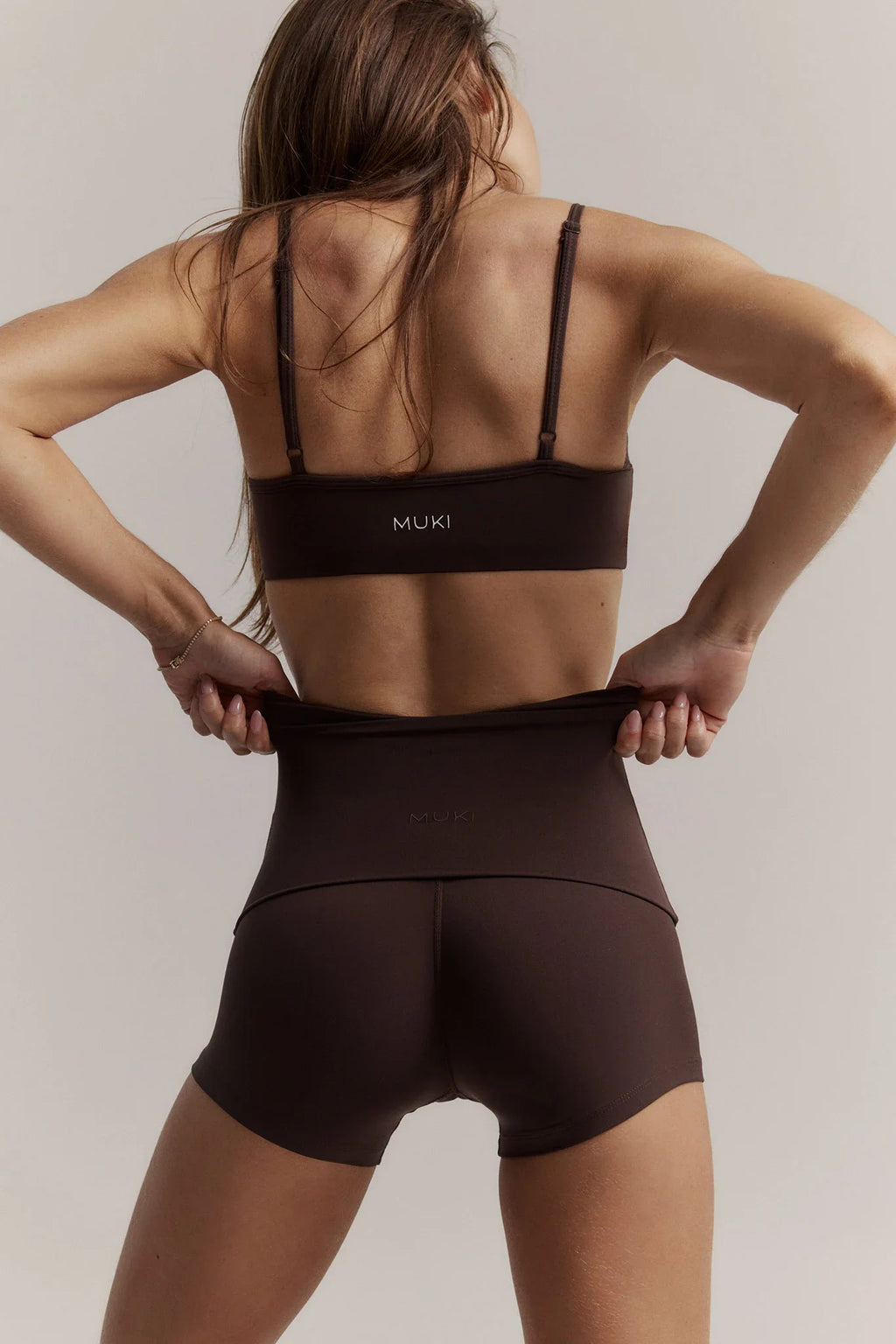 ButterSoft Yoga Set in Espresso - Foldover Shorts + Ruched Bra — image 4