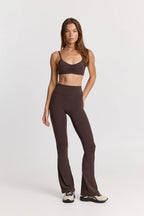 ButterSoft Yoga Set in Espresso - Foldover Flares + Ruched Bra — image 2