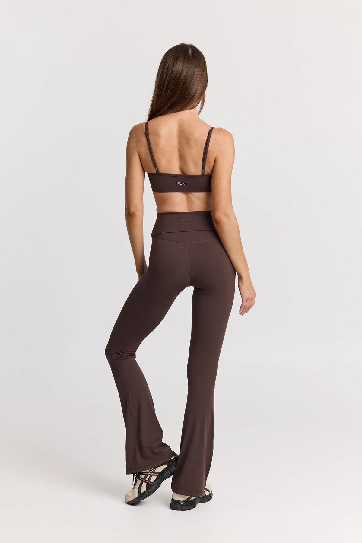 ButterSoft Yoga Set in Espresso - Foldover Flares + Ruched Bra — image 3