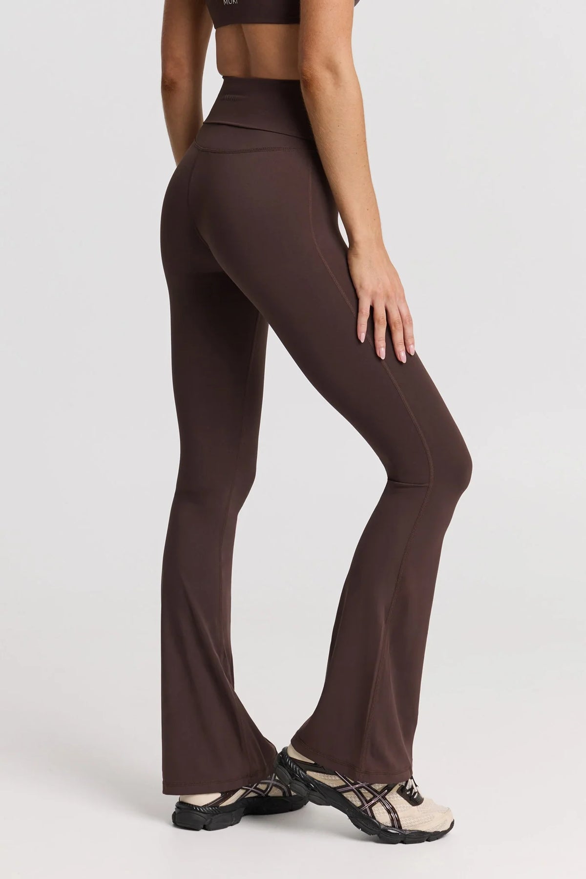 ButterSoft Foldover Flare Legging in Espresso — main image