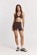 ButterSoft Yoga Set in Espresso - Pocket Short + Twist Crop — main image