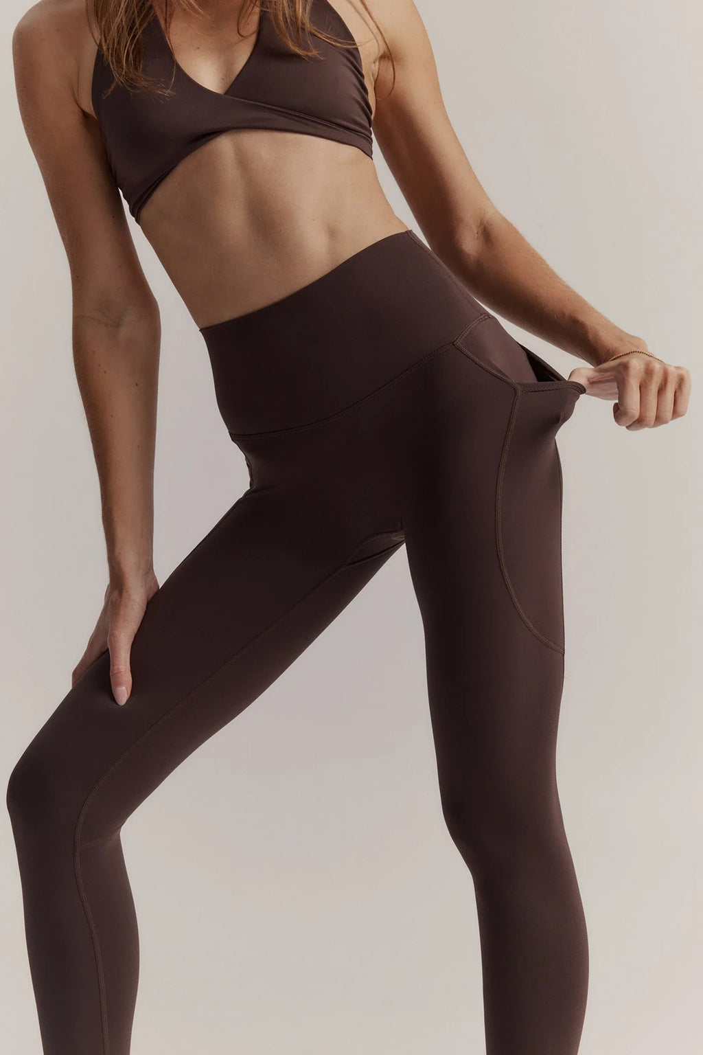 ButterSoft Yoga Set in Espresso - Pocket Legging + Twist Crop — image 3