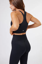 High Support Seamless Ribbed Sports Bra in Black — image 2