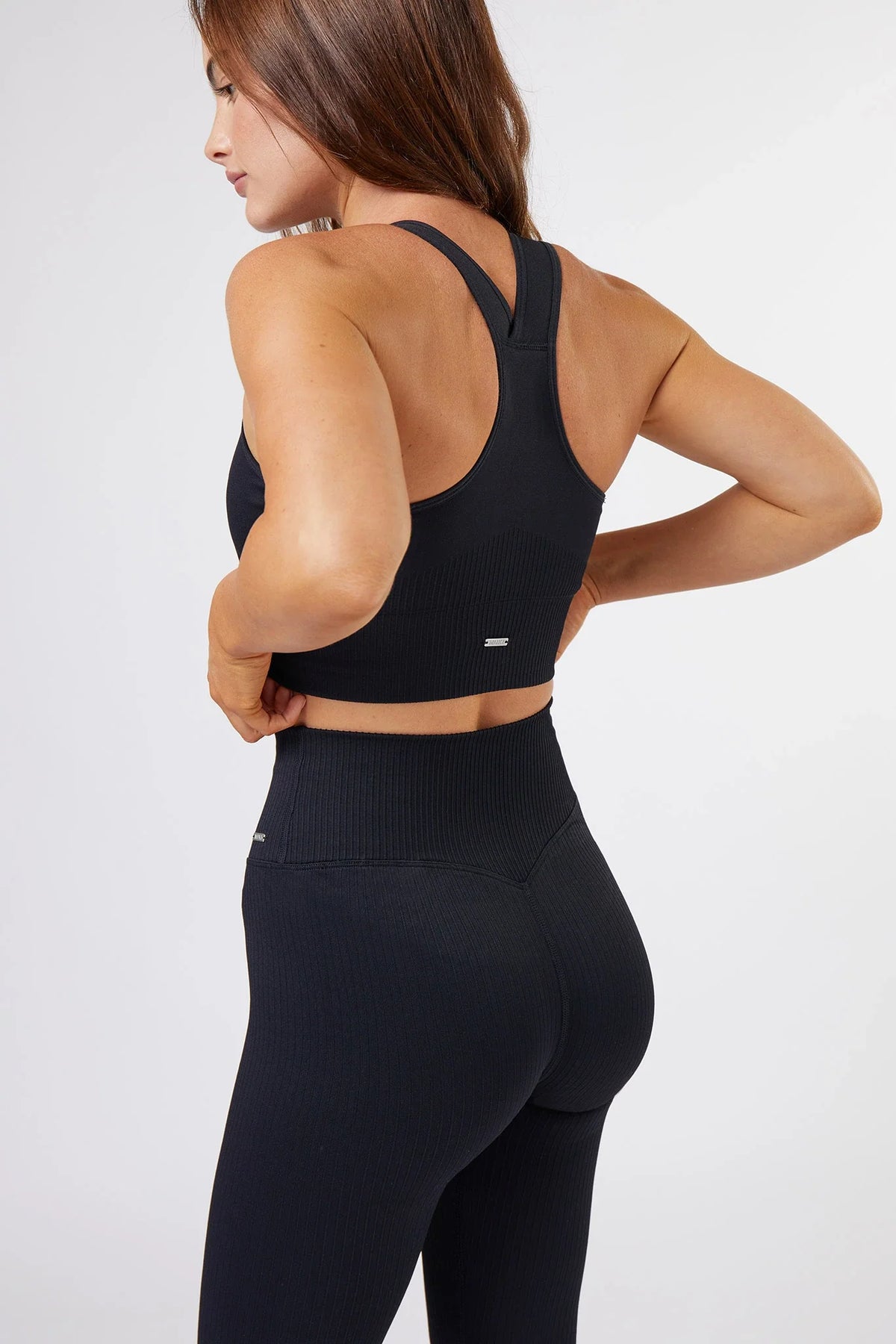 High Support Seamless Ribbed Sports Bra in Black — image 2