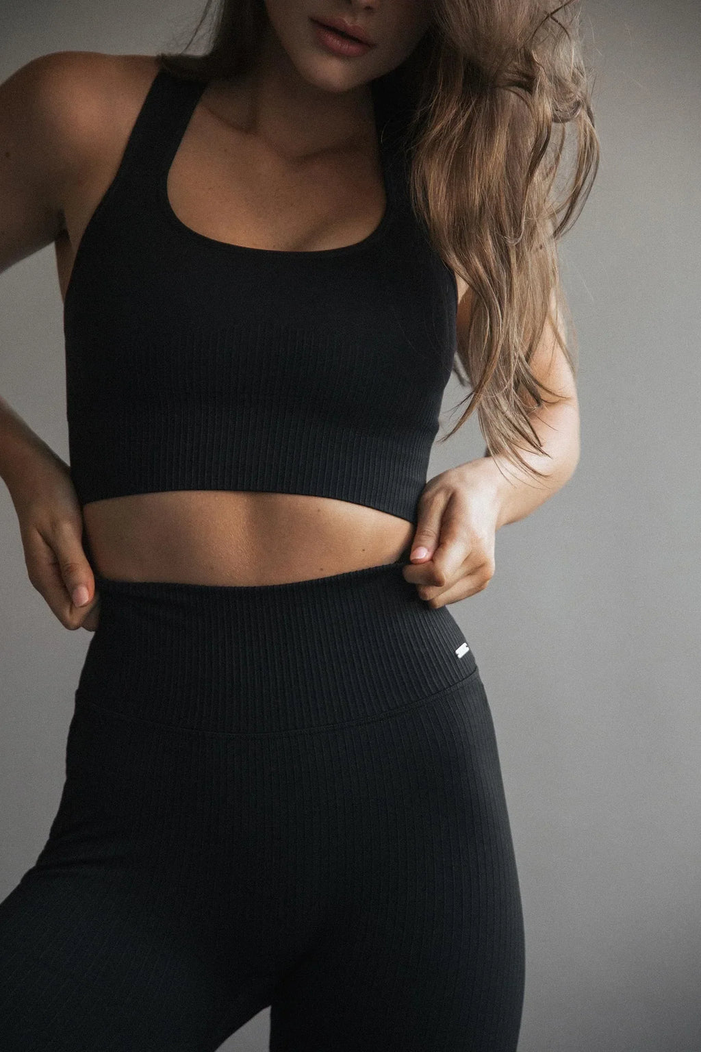 High Support Seamless Ribbed Sports Bra in Black — image 5