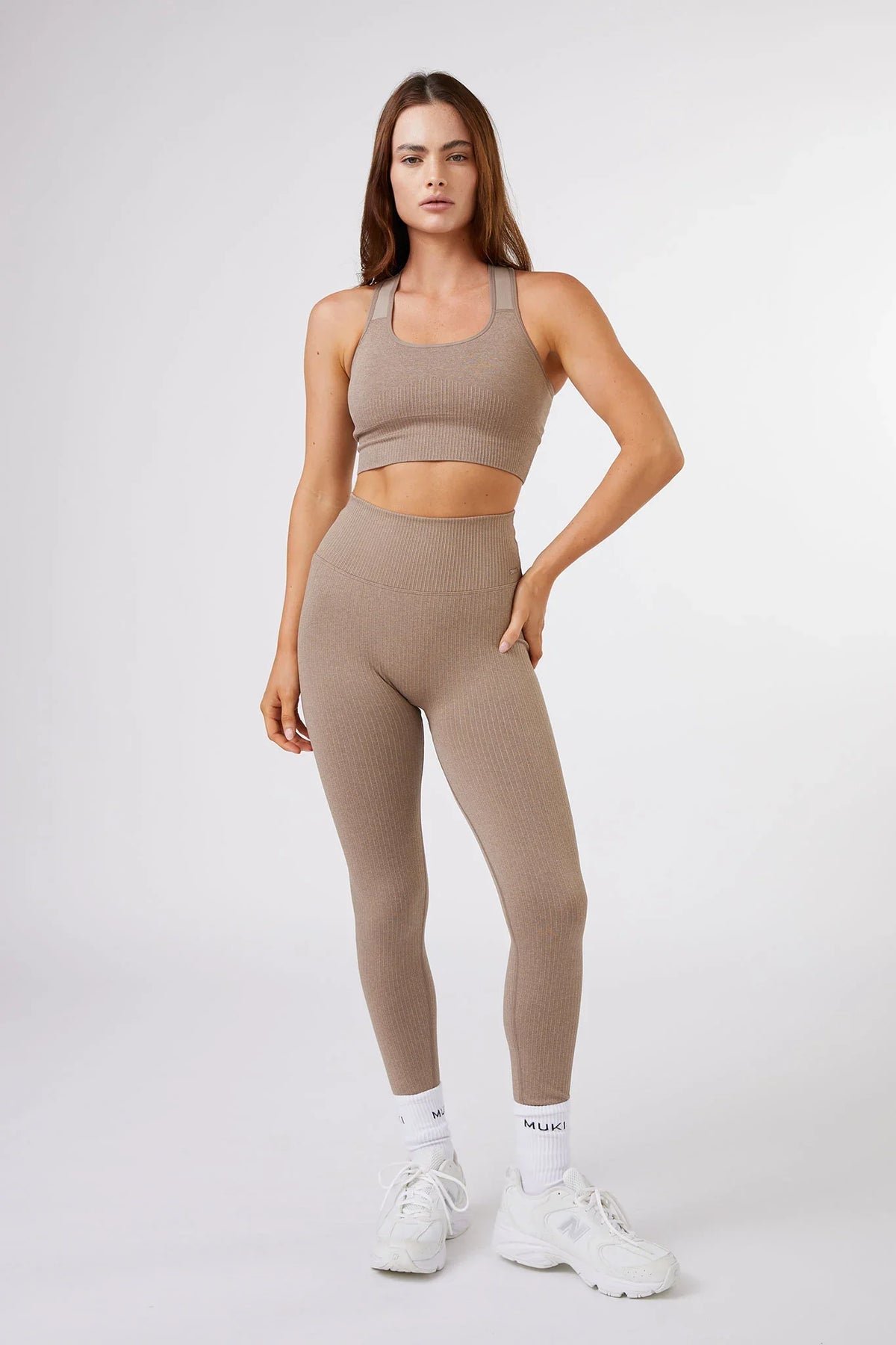 Seamless Ribbed Legging in Latte — image 3