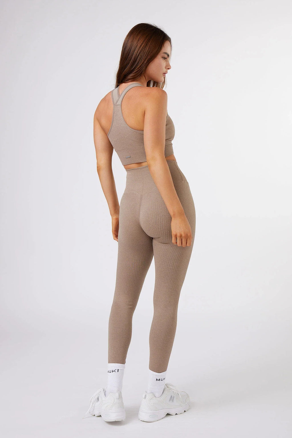 High Support Seamless Ribbed Sports Bra in Latte — image 4