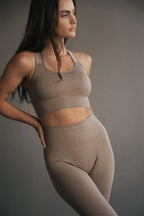 High Support Seamless Ribbed Sports Bra in Latte — image 5