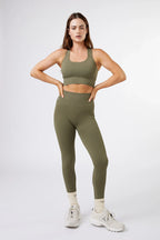 High Support Seamless Ribbed Sports Bra in Olive Green — image 3