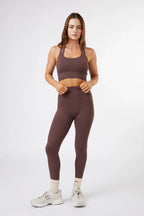 High Support Seamless Ribbed Sports Bra in Chocolate — image 3