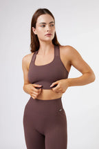 High Support Seamless Ribbed Sports Bra in Chocolate — main image