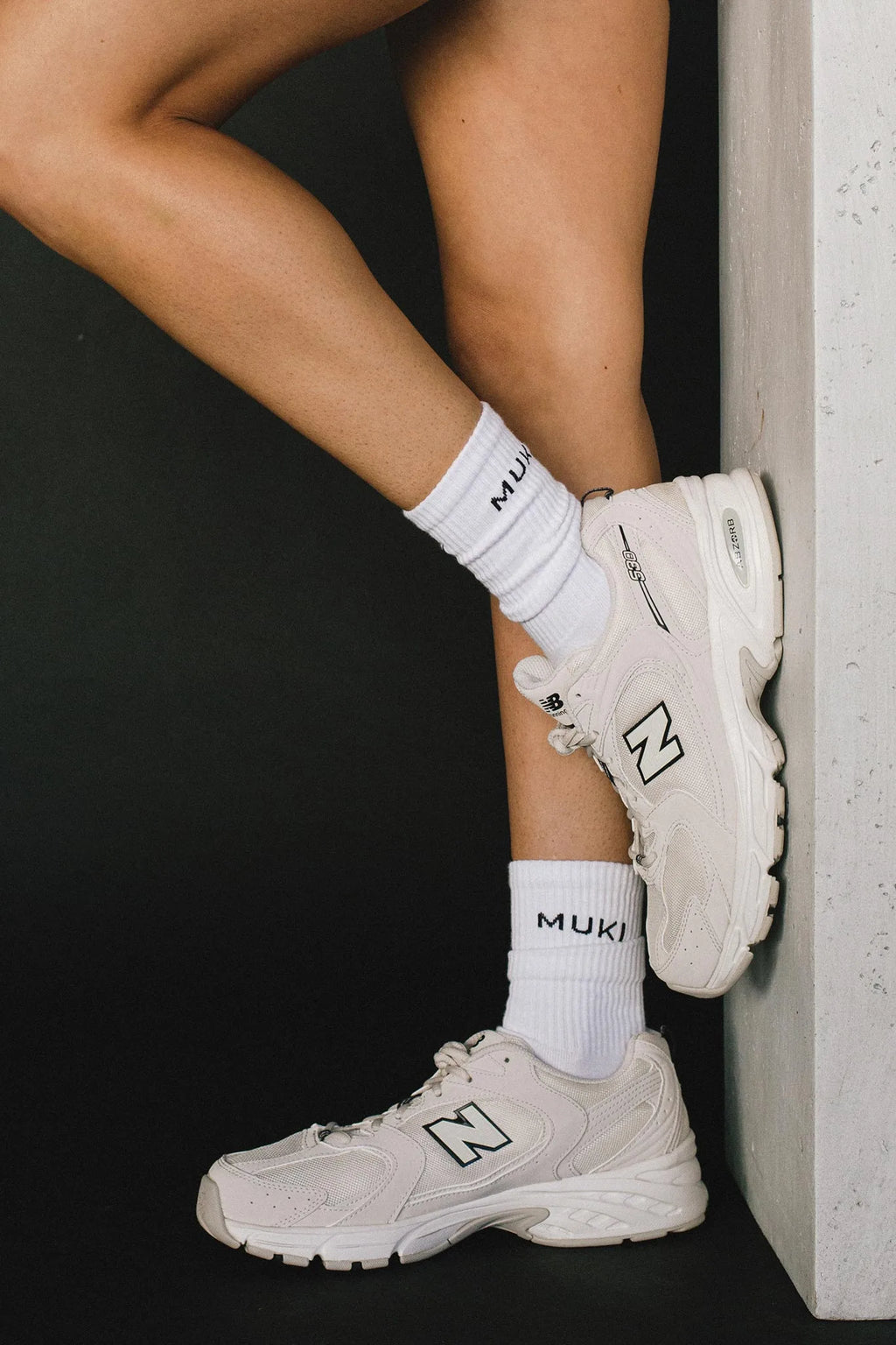 MUKI Crew Sock in White — main image