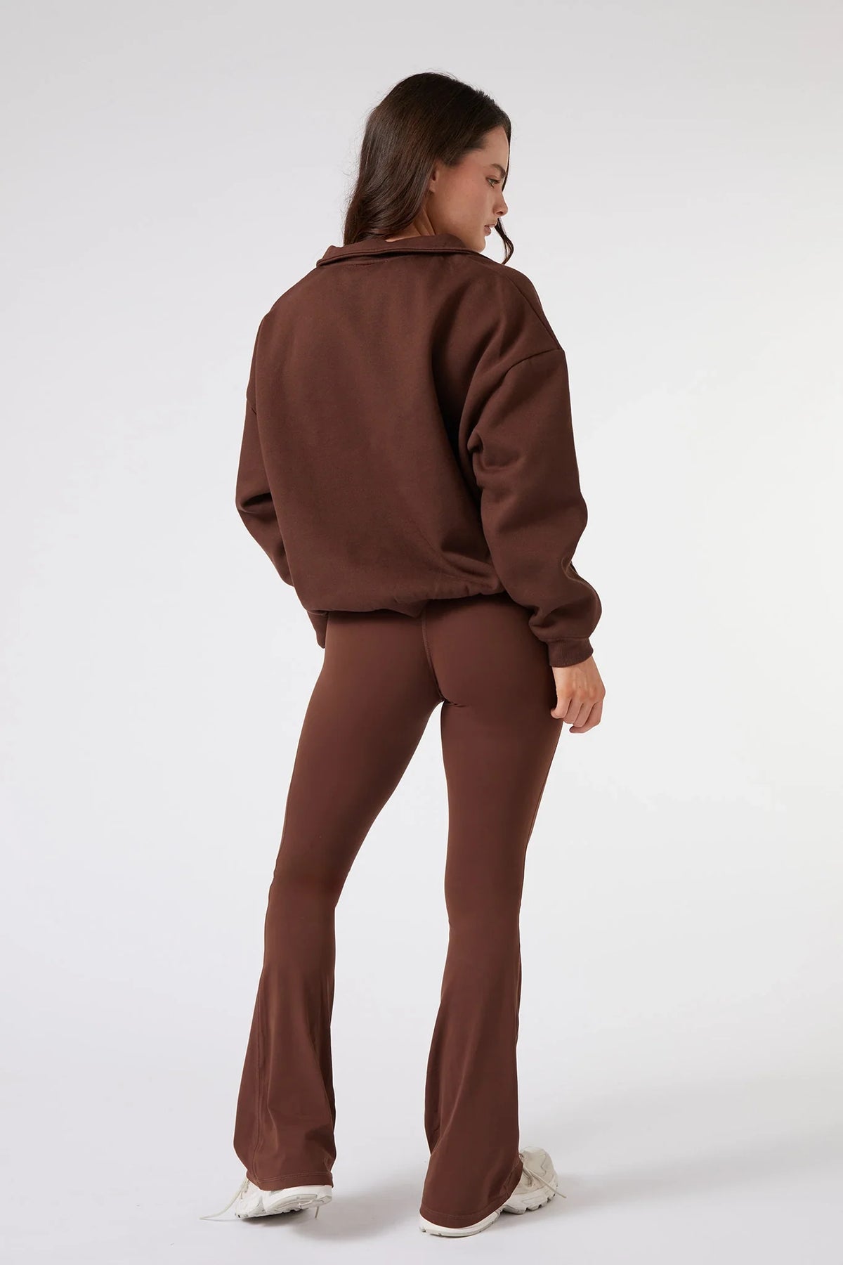 Oversized Fleece Quarter Zip Sweat in Chocolate — image 5