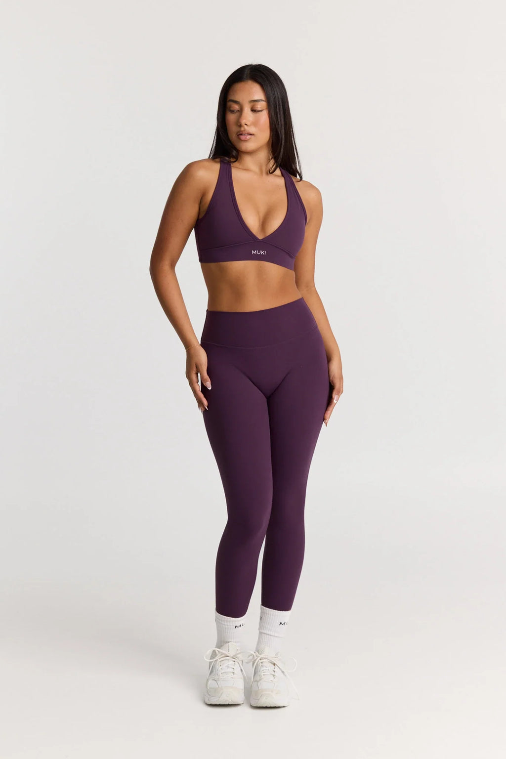 Sculpt Gym Set in Deep Plum - Legging + Crossback Bra — image 3