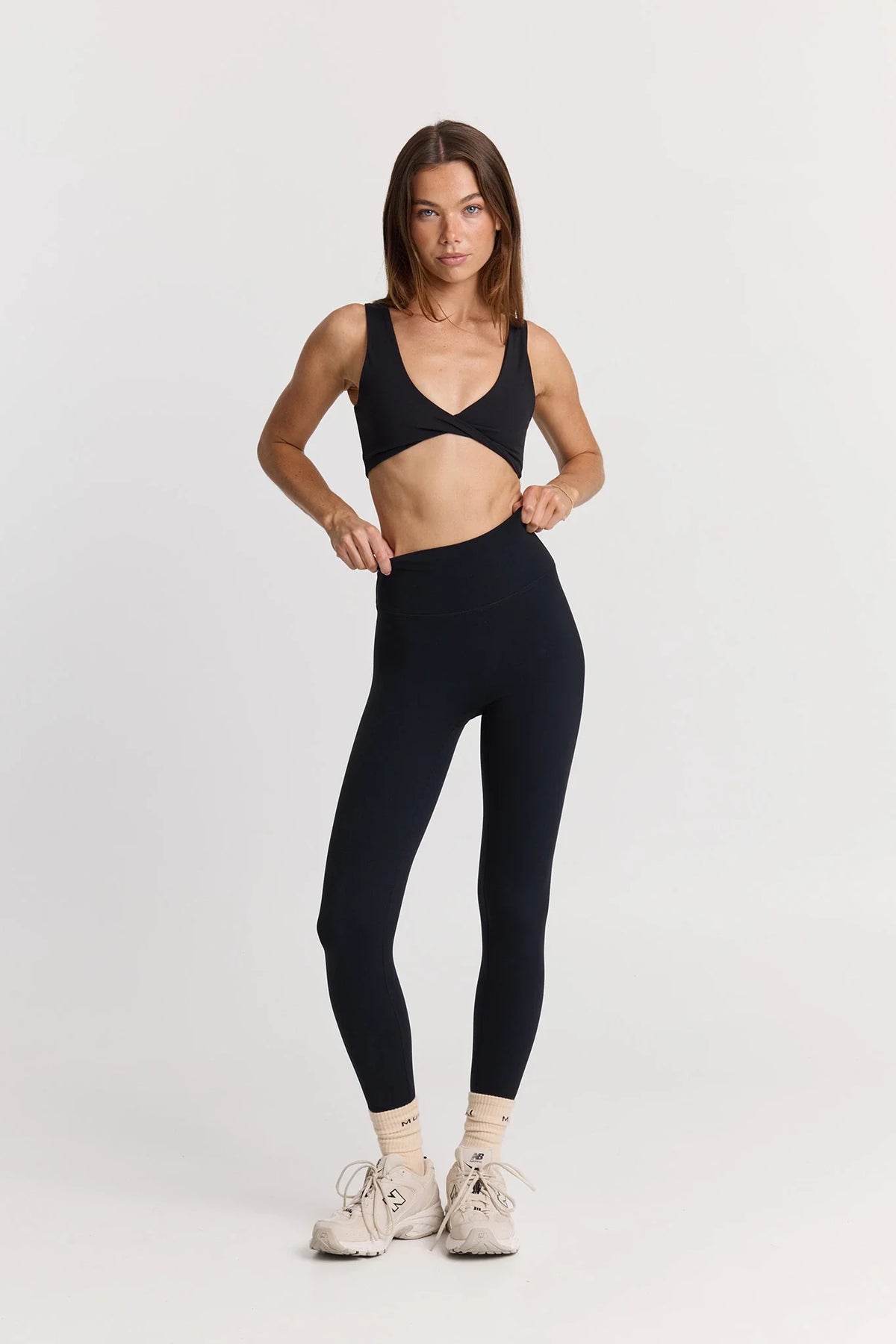 Sculpt Gym Set in Black - Invisible Scrunch Legging + Crop Top — main image