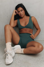 Sculpt Twist Crop Top in Forest Green — image 2