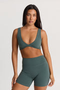 Sculpt Twist Crop Top in Forest Green — main image