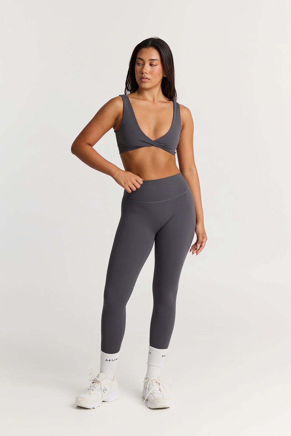 Sculpt Gym Set in Graphite - Legging + Crop Top — main image