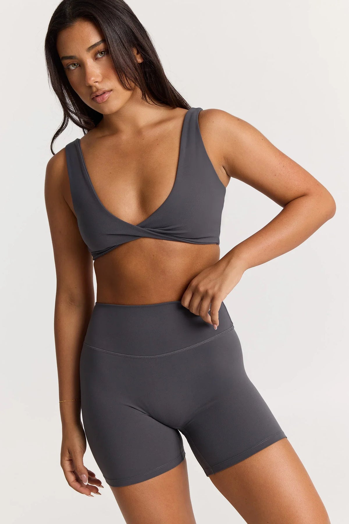 Sculpt Twist Crop Top in Graphite — image 5