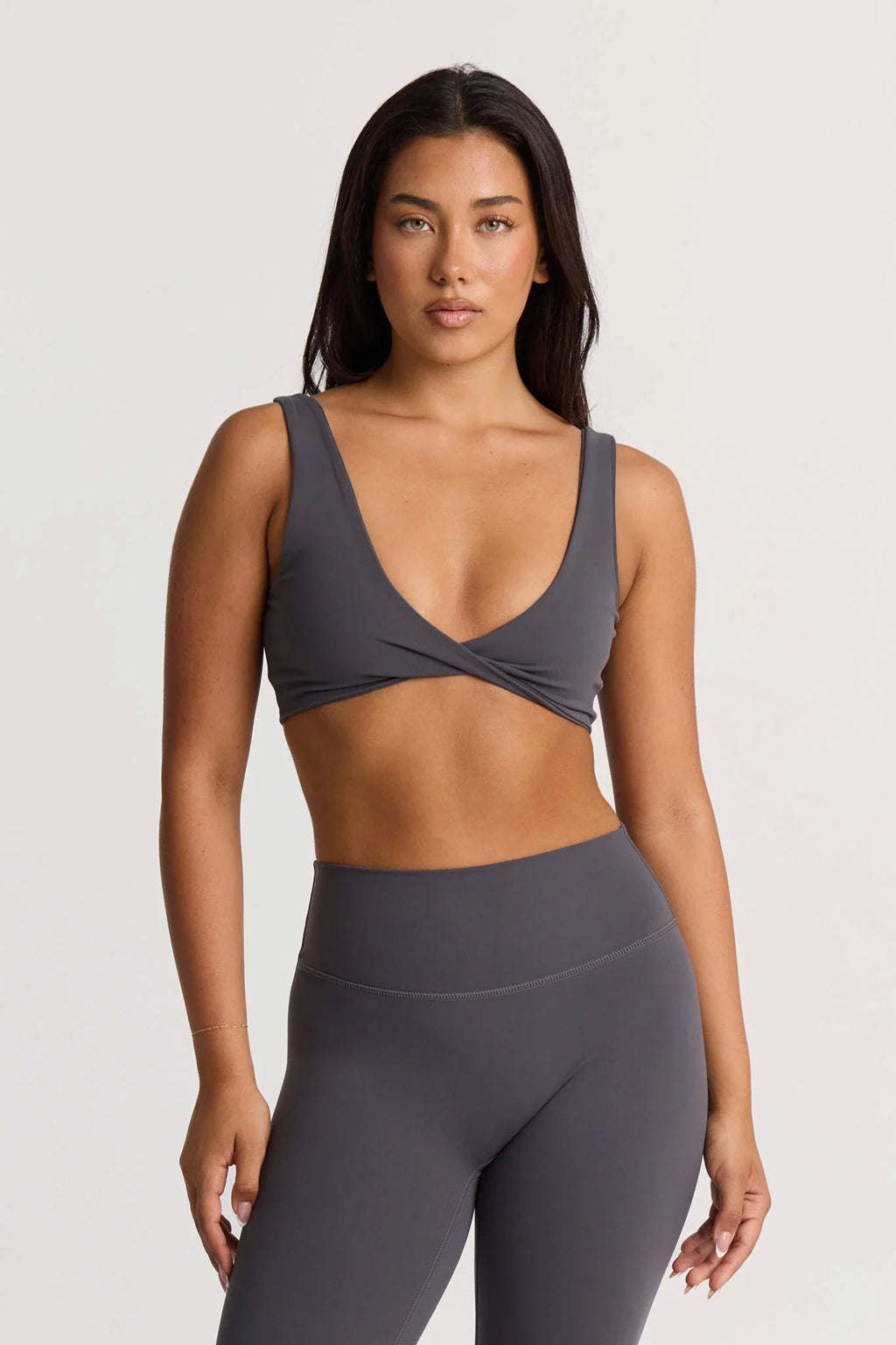 Sculpt Twist Crop Top in Graphite — image 2