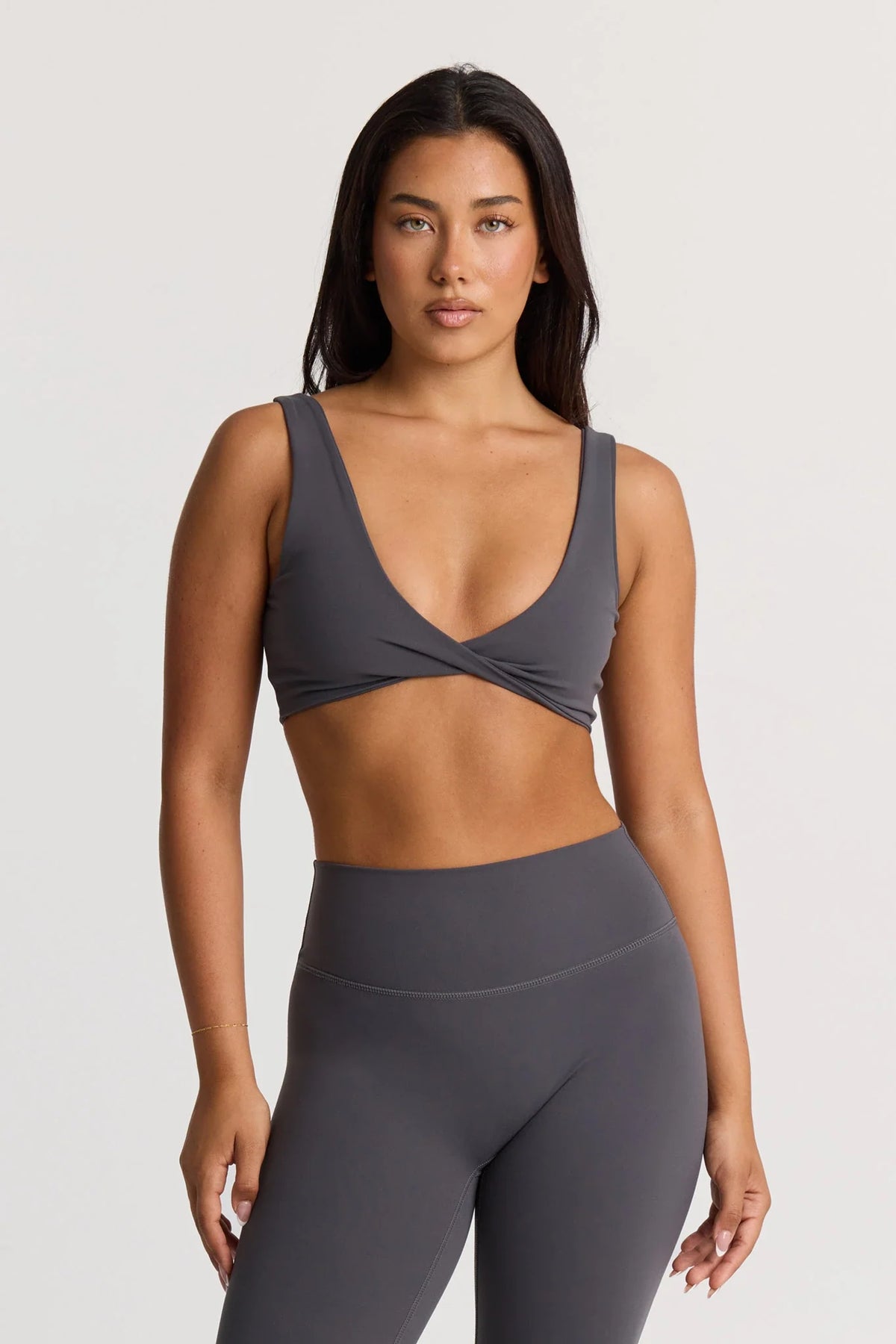 Sculpt Twist Crop Top in Graphite — image 2