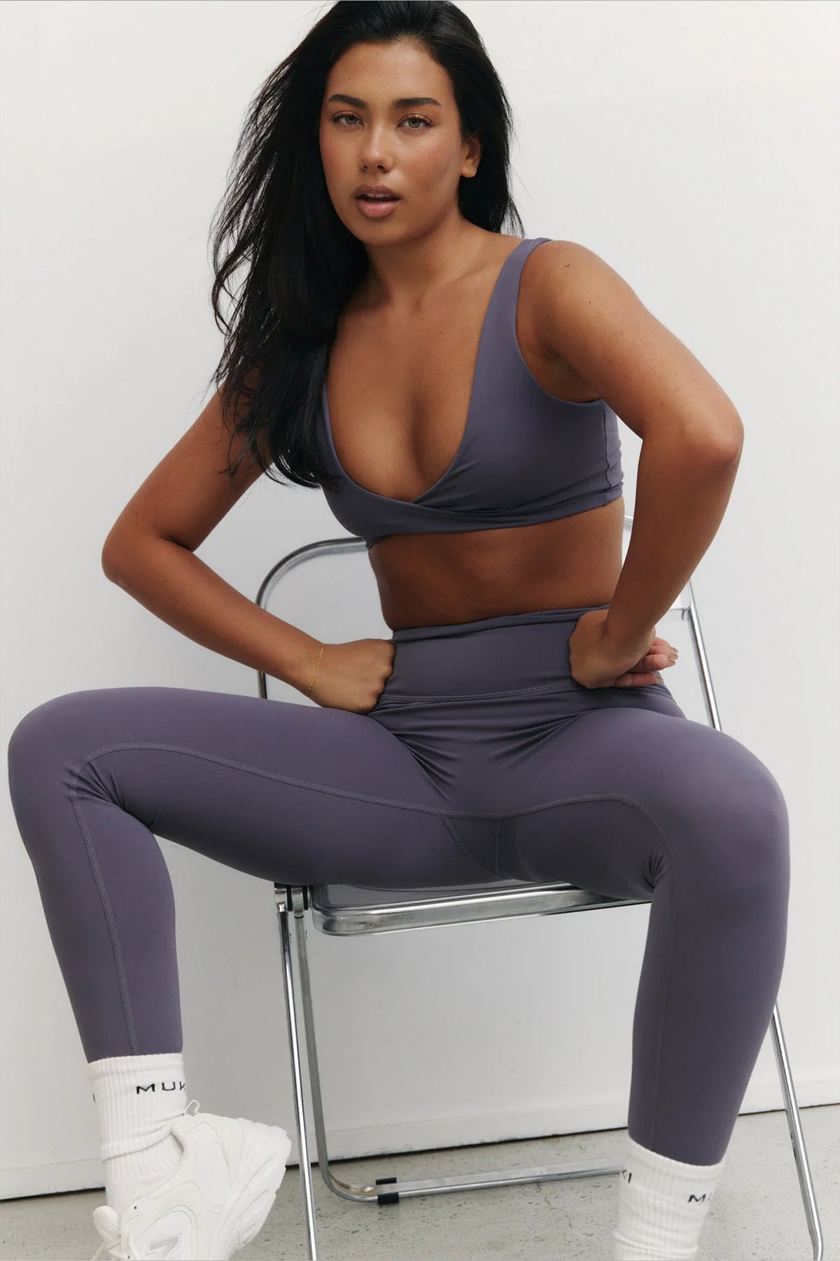 Sculpt Twist Crop Top in Purple Haze — image 2