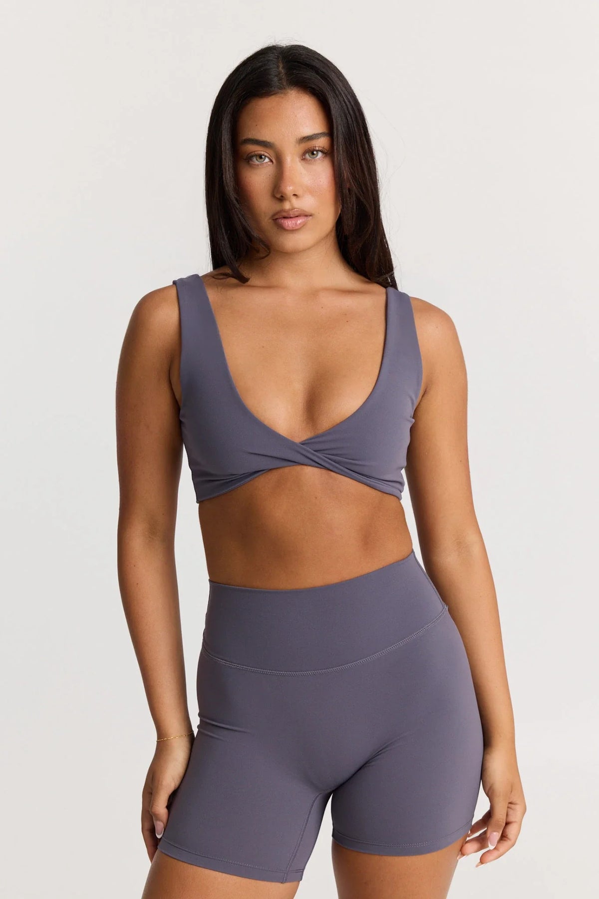 Sculpt Twist Crop Top in Purple Haze — main image