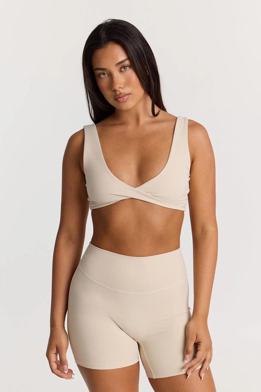 Sculpt Twist Crop Top in Vanilla — main image
