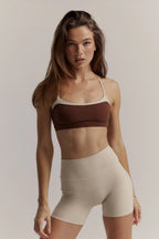 Sculpt Two Tone Sports Bra in Chocolate — main image