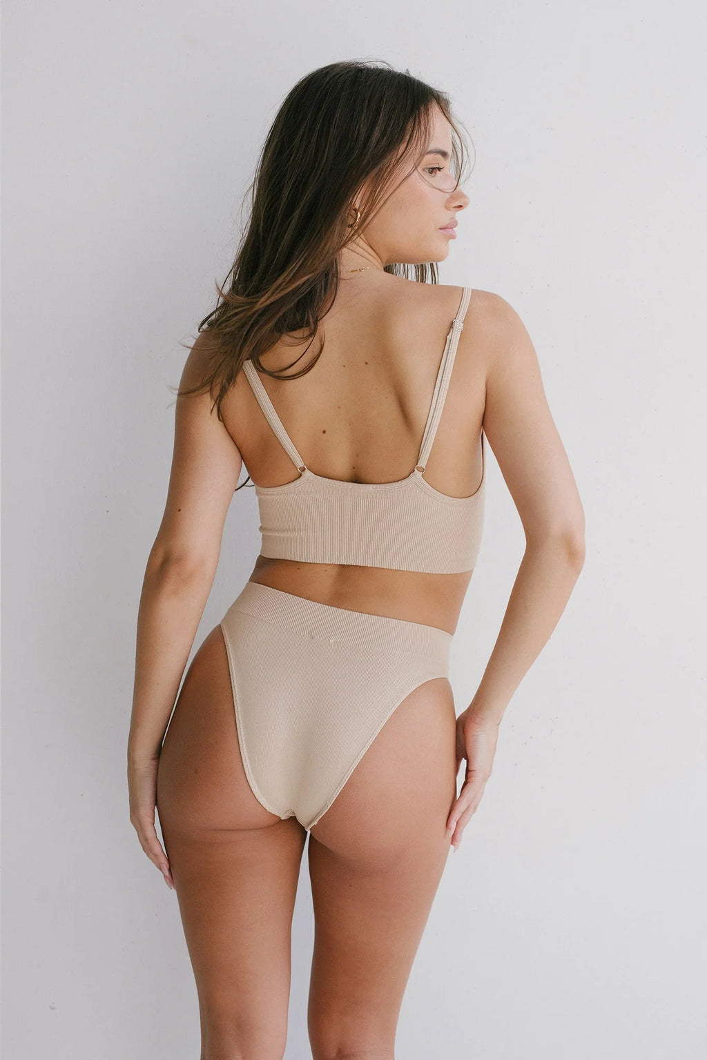 Seamless High Rise Brief in Beige — main image