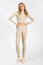 Seamless Ribbed Crop Long Sleeve in Cream — image 3
