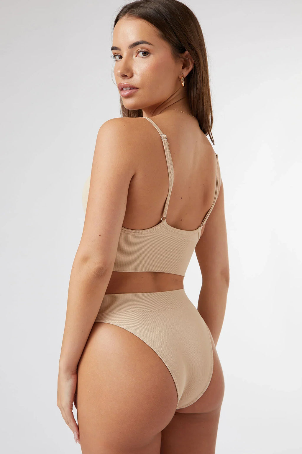 Seamless Longline Top in Beige — image 4
