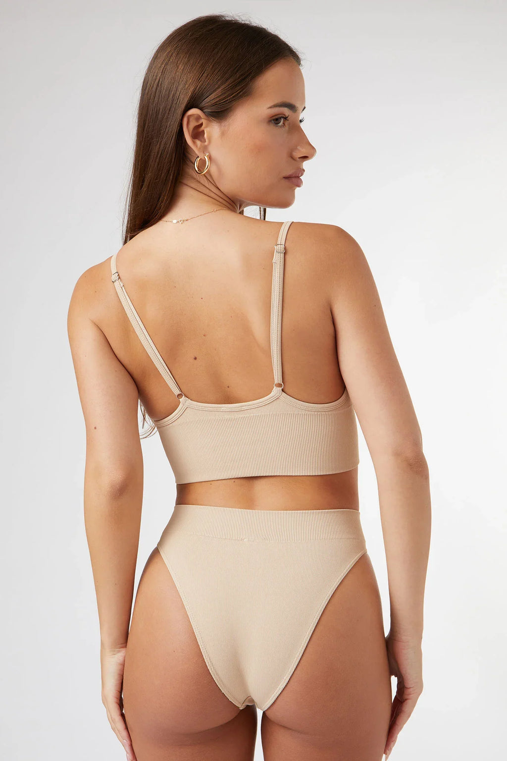 Seamless Longline Top in Beige — image 5