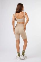 Seamless Ribbed Biker Short in Beige — image 5