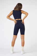 Seamless Ribbed Biker Short in Midnight Blue — image 4