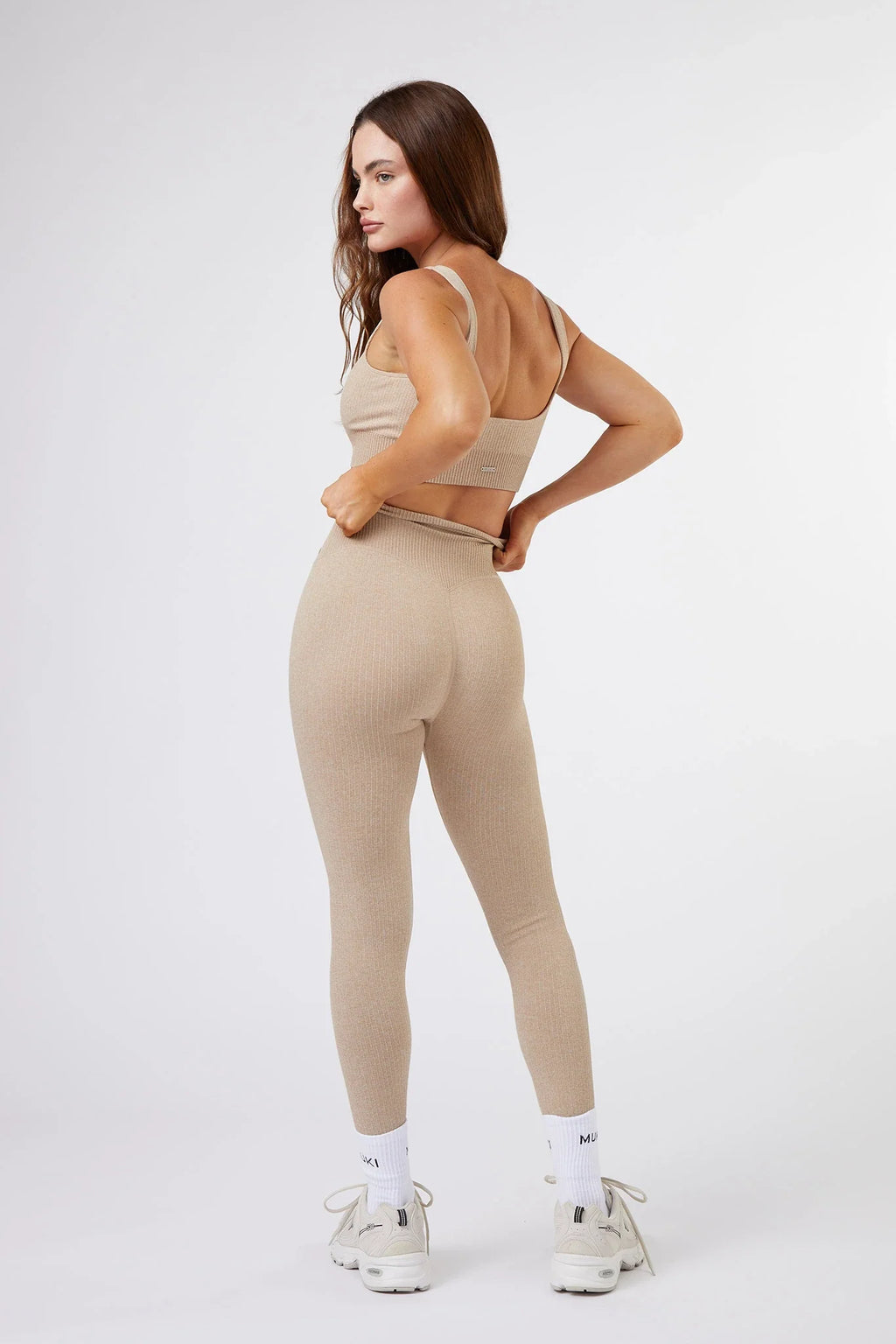 Seamless Ribbed Legging in Beige — image 4