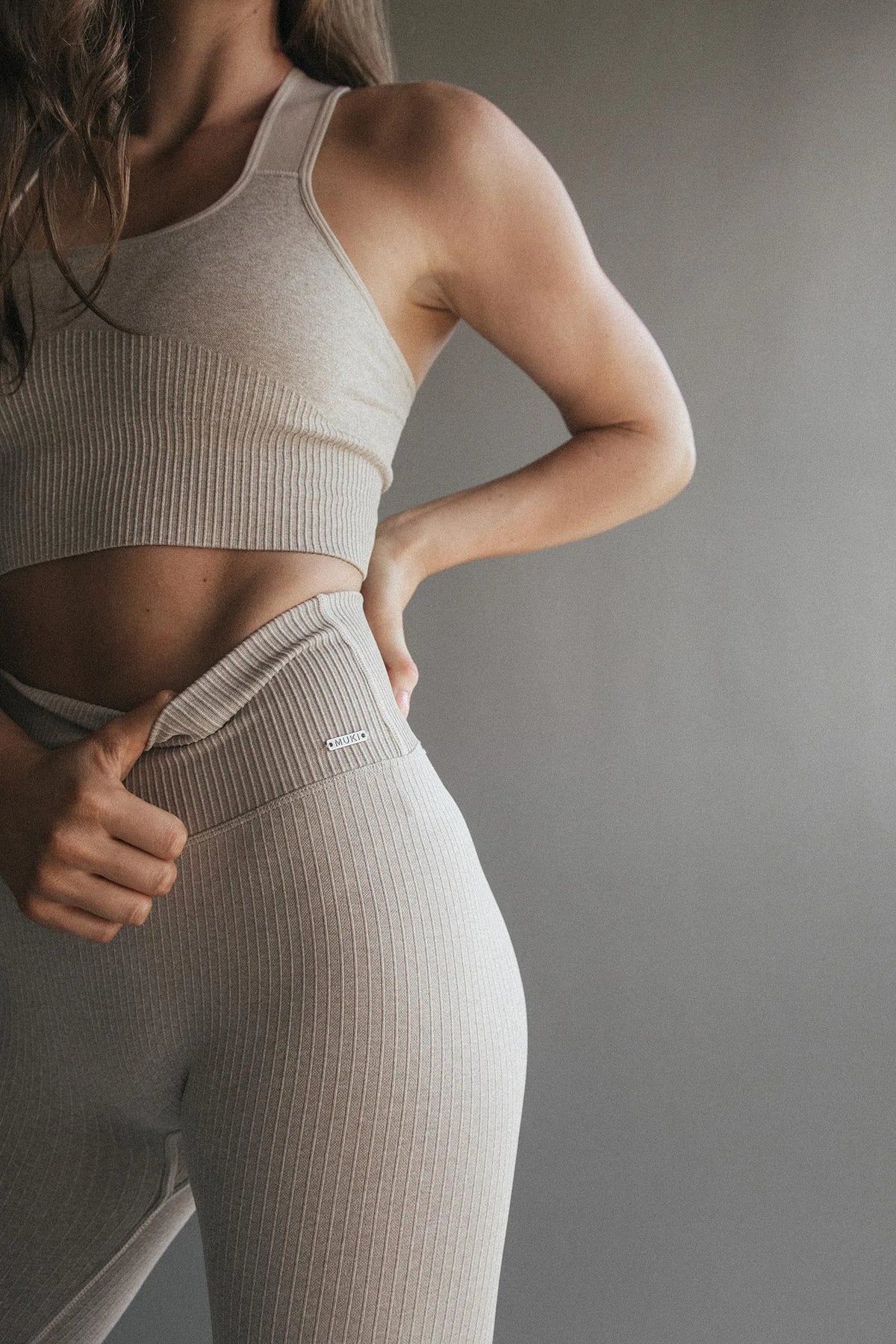Seamless Ribbed Legging in Beige — image 2