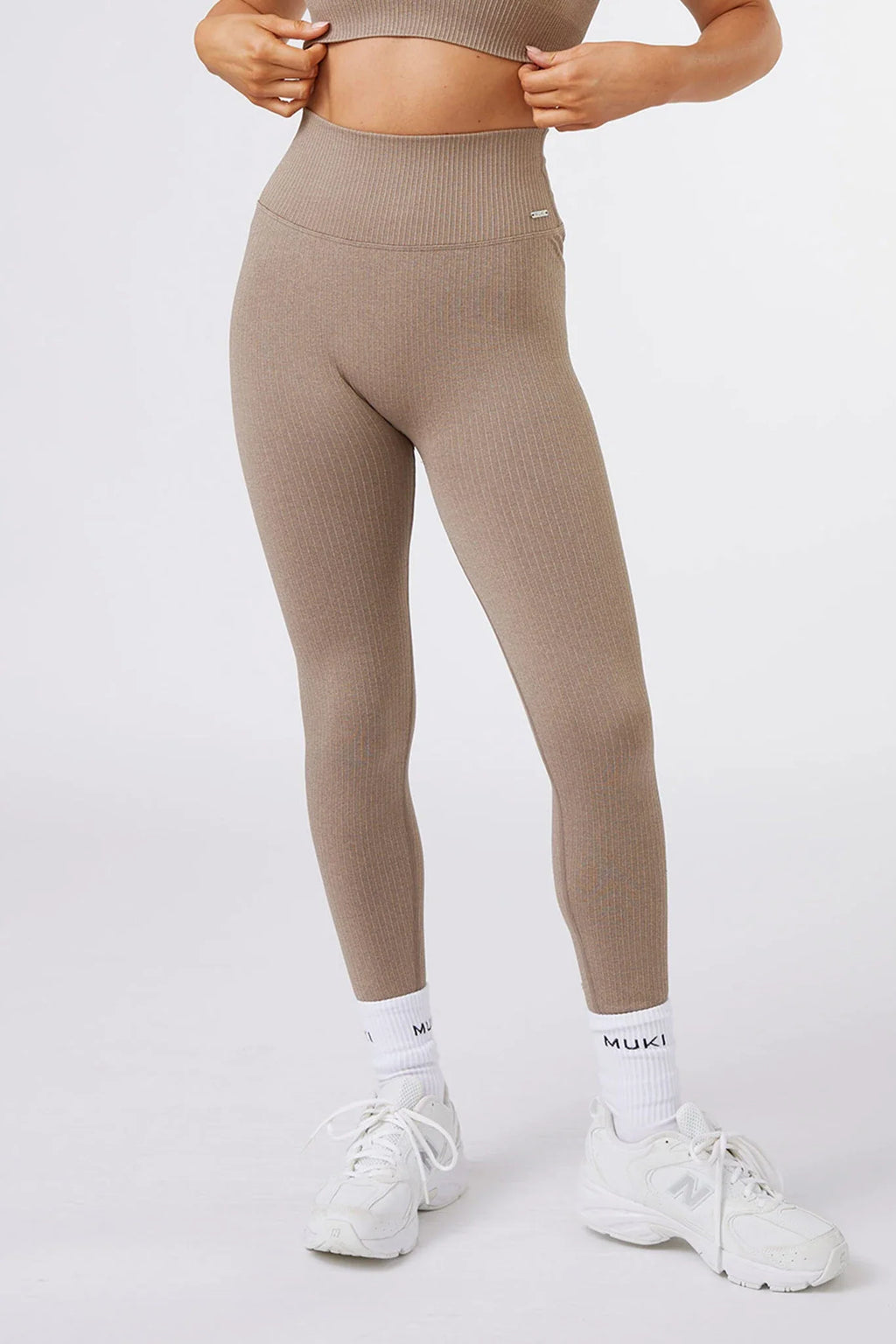 Seamless Ribbed Legging in Latte — main image