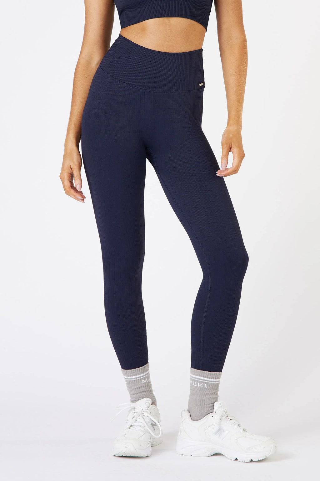 Seamless Ribbed Legging in Midnight Blue — main image