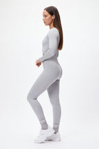 Seamless Ribbed Long Sleeve Crop Top in Cloud — image 3
