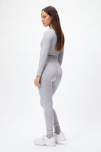 Seamless Ribbed Long Sleeve Crop Top in Cloud — image 4