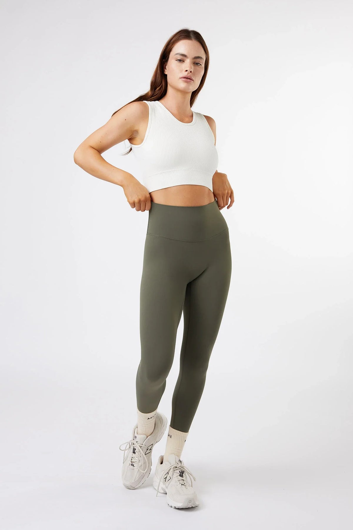 Seamless Ribbed Longline Crop in Ivory White — image 3