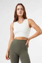 Seamless Ribbed Longline Crop in Ivory White — main image