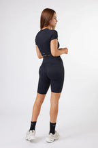 Seamless Ribbed Short Sleeve Crop Top in Black — image 4