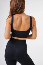 Seamless Ribbed Sports Bra in Black — image 2