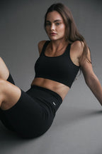 Seamless Ribbed Biker Short in Black — image 2